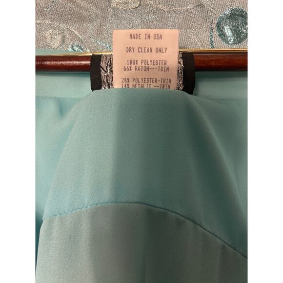Vintage Night Moods By Samantha O Duster Jacket Mint Green and Metallic Size 22W - Picture 6 of 7